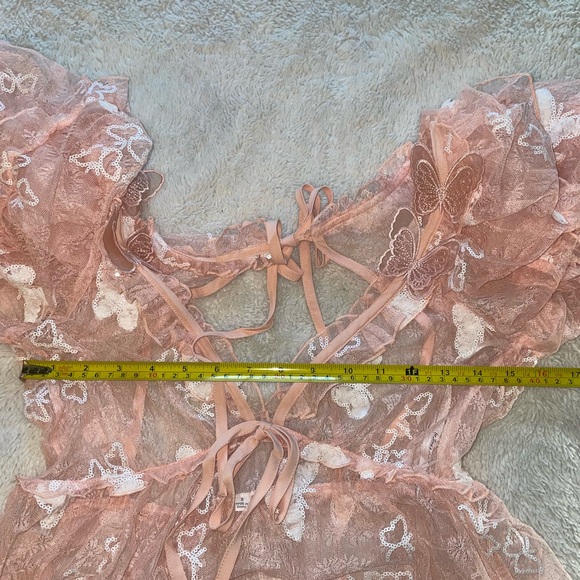 For Love and Lemons Shari Pink Sequin Butterfly Mini Dress - Picture 11 of 12